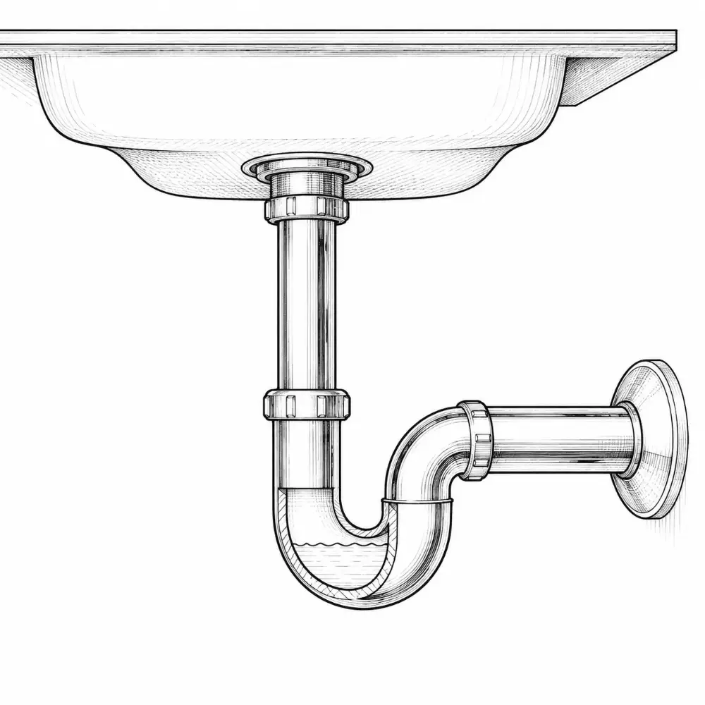 P-shaped trap under a sink