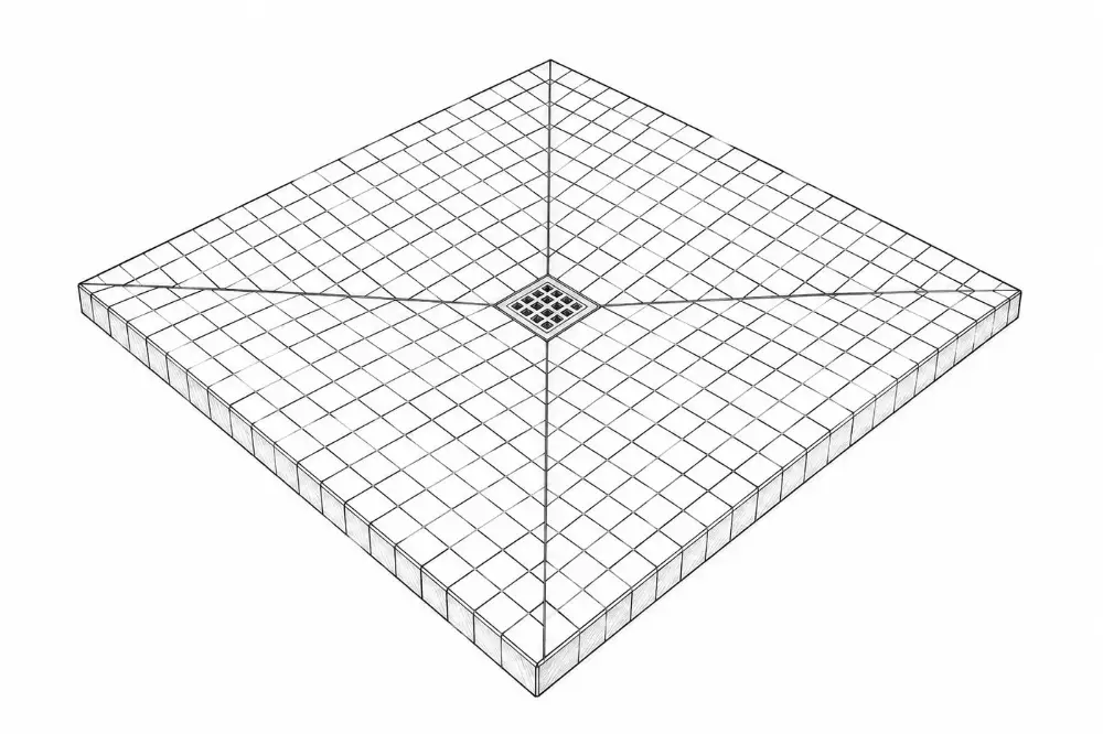 Square center drain