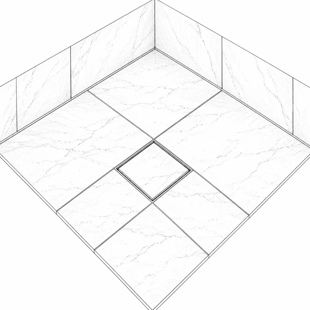 Drain grate filled with tile