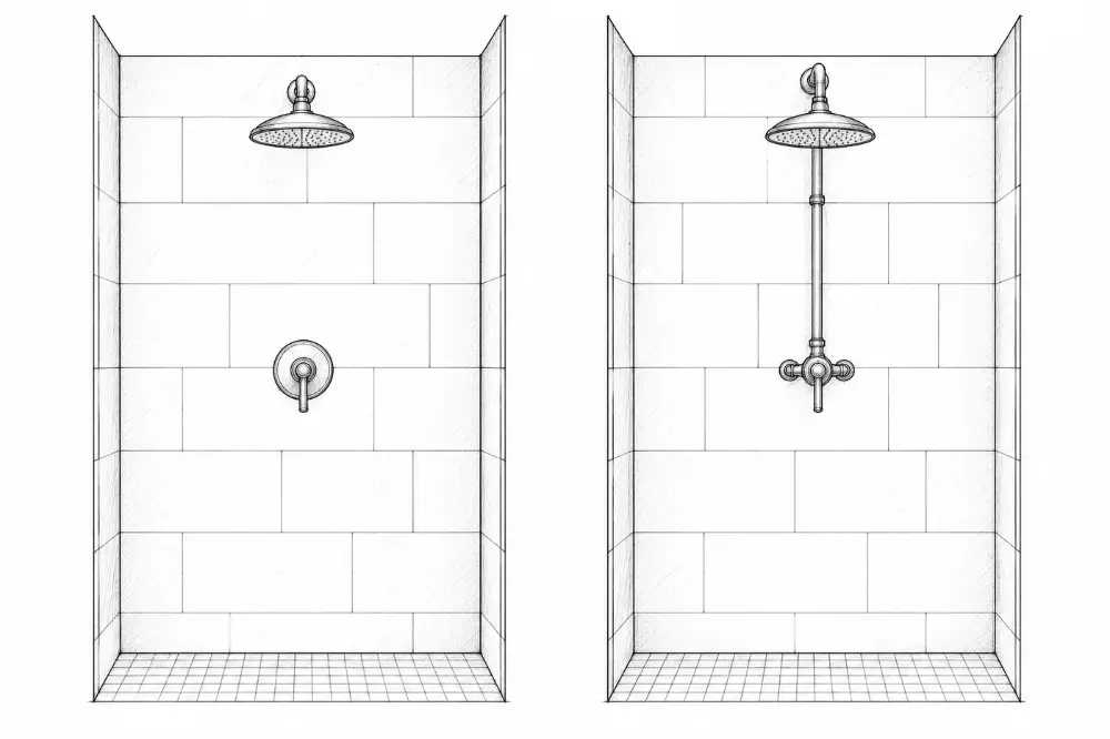 Concealed valve vs exposed bar shower