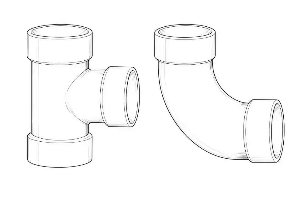 White and black drain pipe
