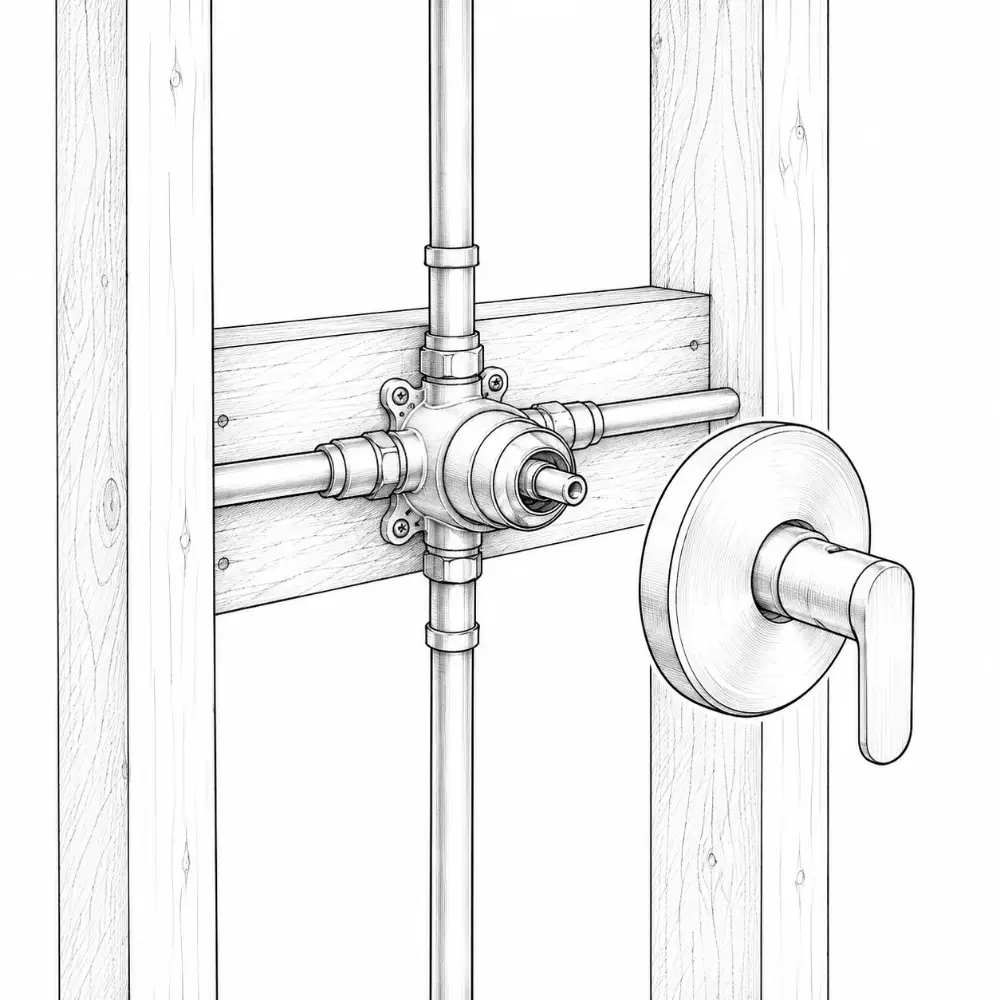 Valve body in wall with trim