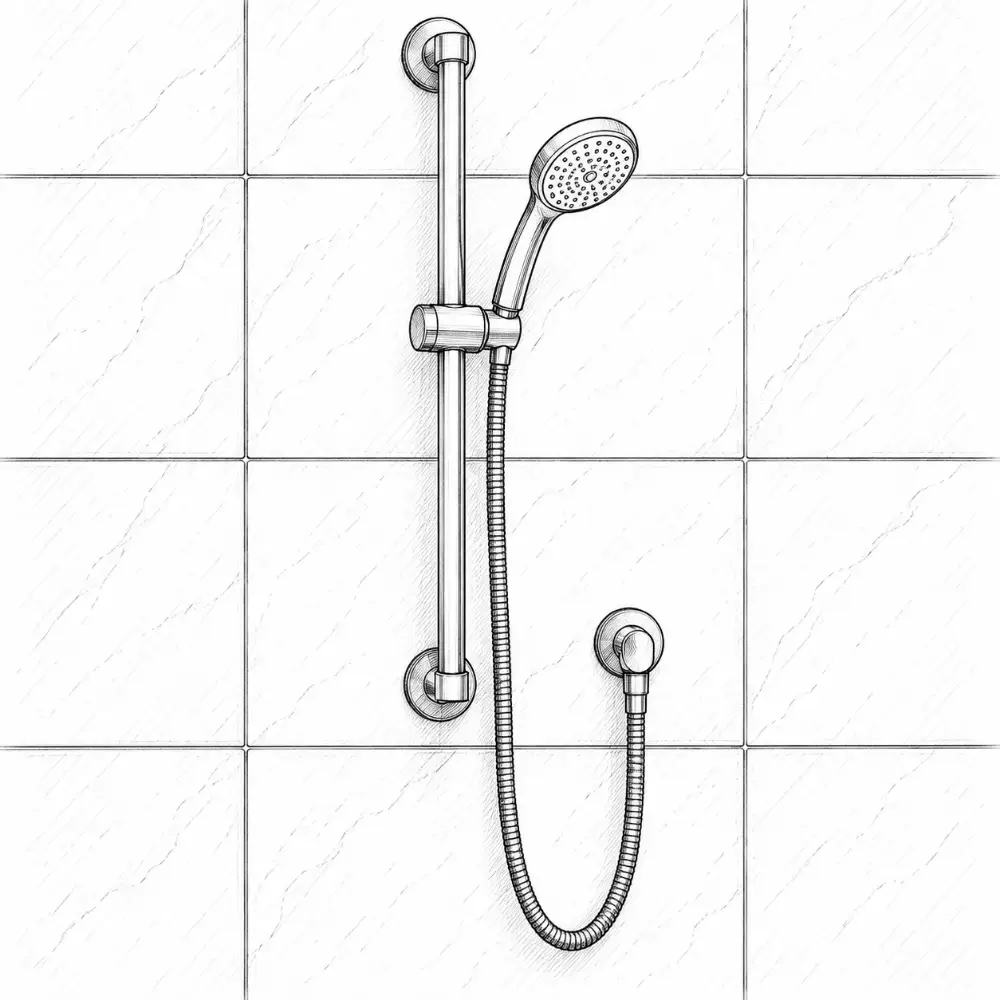 Hand shower on a slide bar