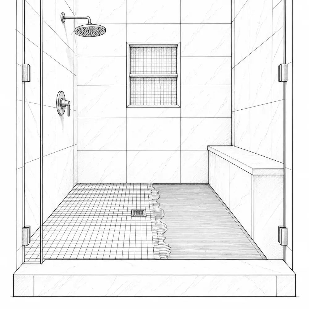 Tile setter laying tile
