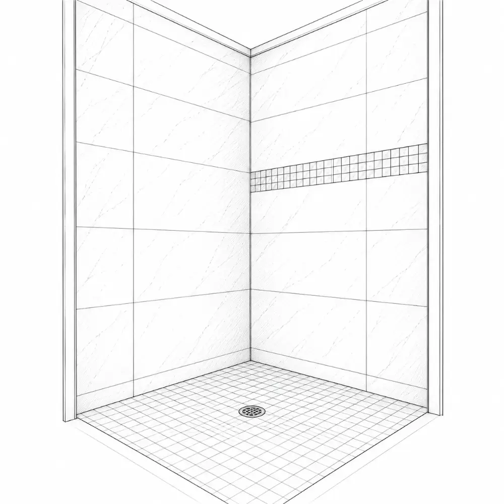 Drawing: Tile in a bathroom