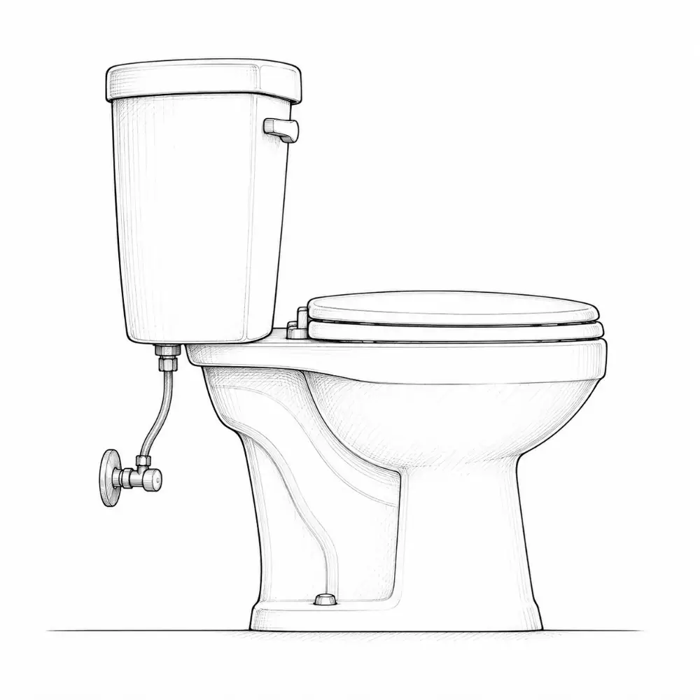 Two-piece toilet side view
