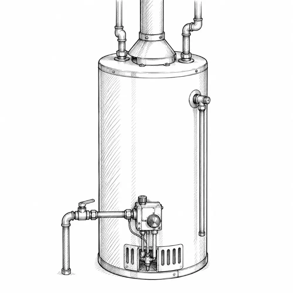 Gas tank with flue
