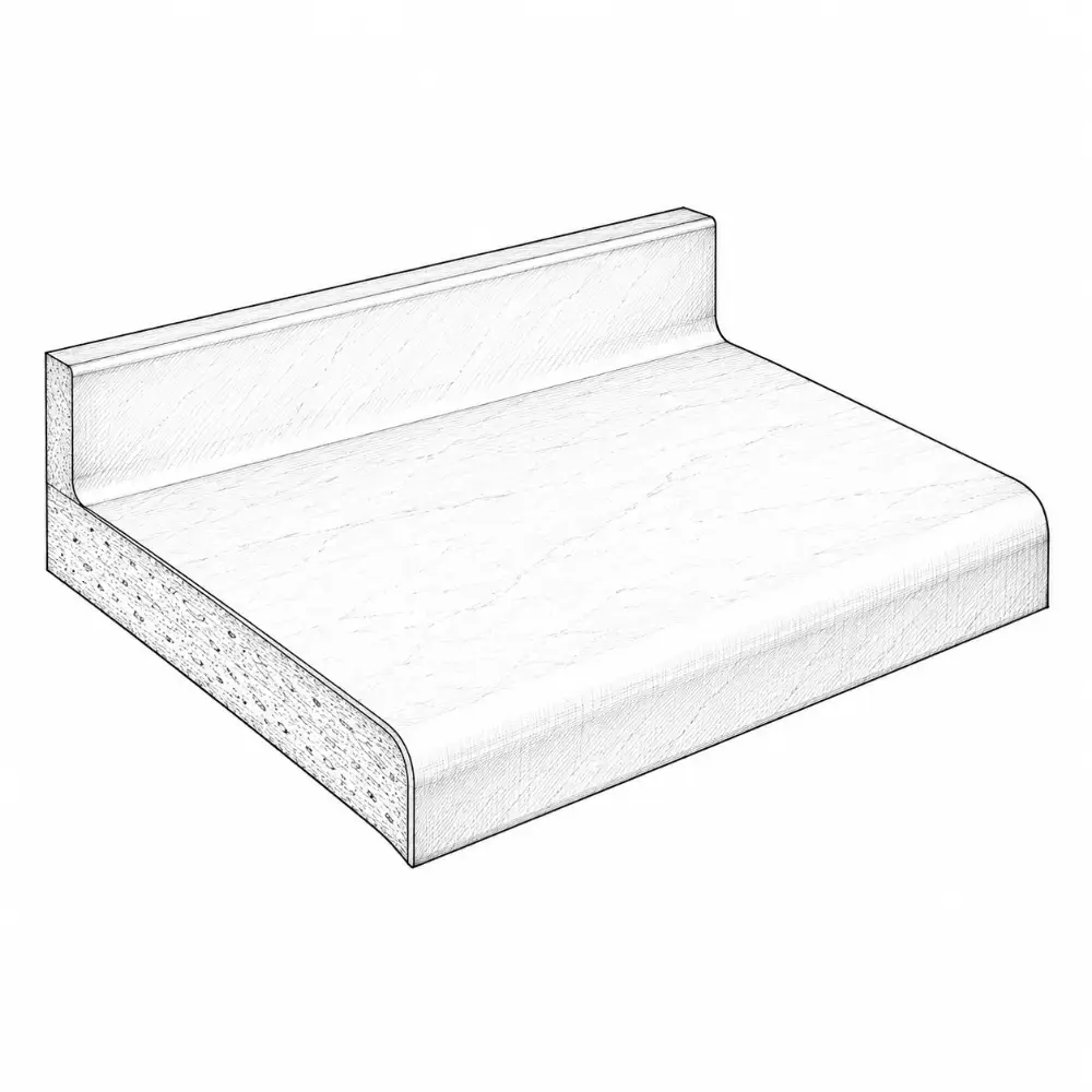 Laminate top with rolled front edge