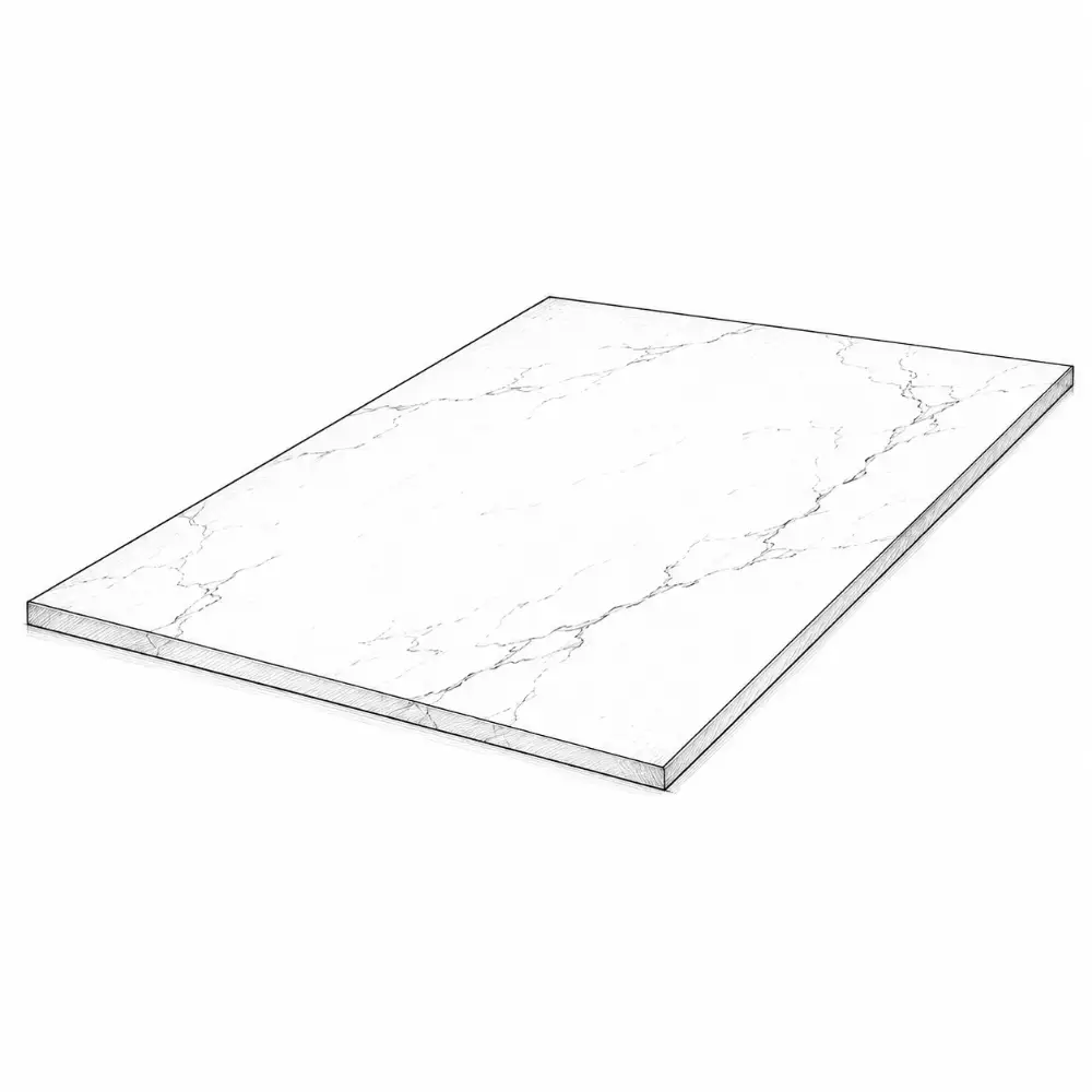 Thin slab with marble-look veining