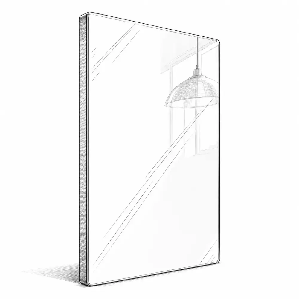 Glossy slab door reflection