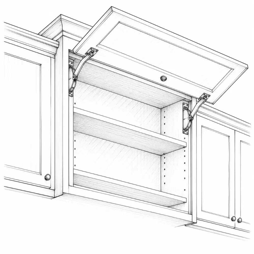 Upper cabinet with lift-up door