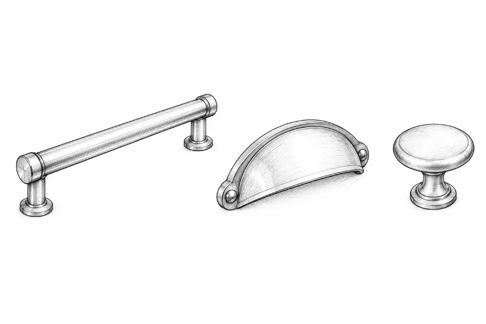 Bar pull, cup pull, knob, edge pull