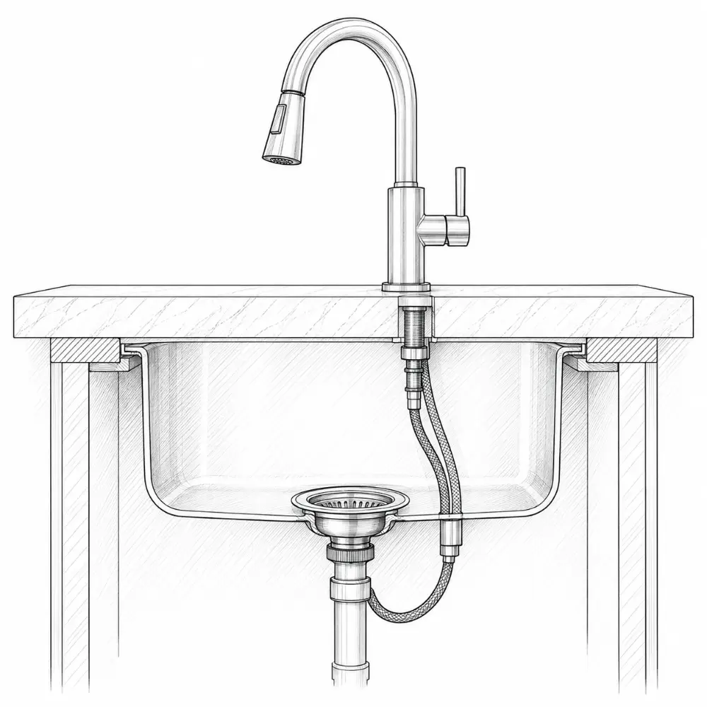Drawing: Sinks + faucets