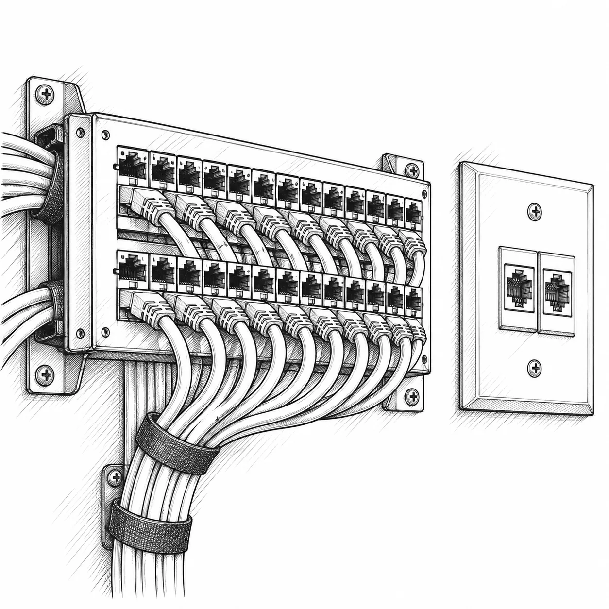 Cat 6 home runs to a patch panel