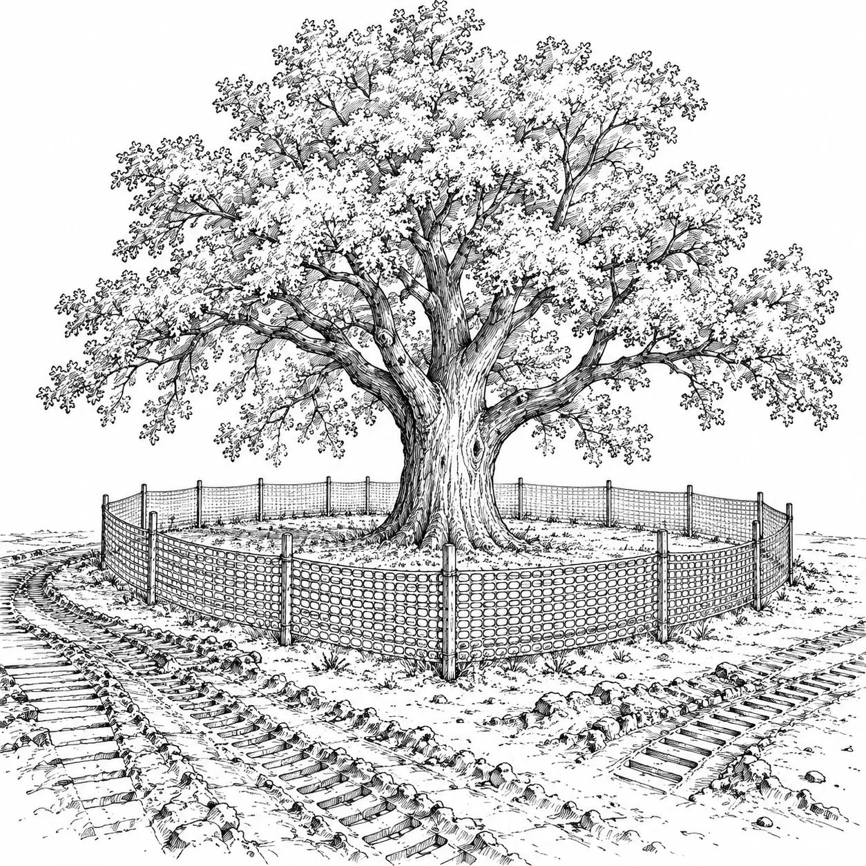 Tree protection zone fence
